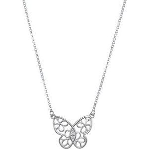 Sterling Silver Butterfly & Floral-Inspired 16" Necklace