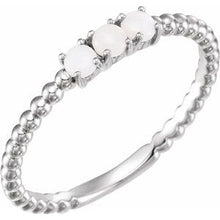 Charger l'image dans la galerie, Sterling Silver Opal Stackable Beaded Ring
