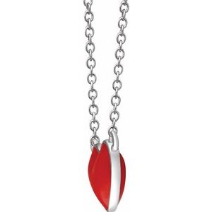 Red Enamel Heart Necklace  