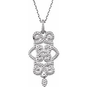 Sterling Silver Granulated Design 18" Necklace