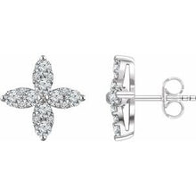 Load image into Gallery viewer, 14K White 1 1/4 CTW Diamond Flower Earrings

