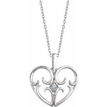 Charger l&#39;image dans la galerie, Sterling Silver .03 CT Diamond Heart 18&quot; Necklace
