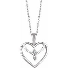 Charger l&#39;image dans la galerie, Sterling Silver .05 CT Diamond Heart 18&quot; Necklace
