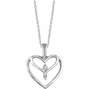 Sterling Silver .05 CT Diamond Heart 18" Necklace
