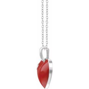 Accented Red Enamel Heart Necklace  
