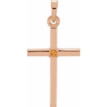 Load image into Gallery viewer, 14K Rose 22.65x11.4 mm Citrine Cross Pendant
