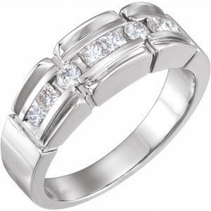 14K White 3/4 CTW Diamond Accented Men's Ring