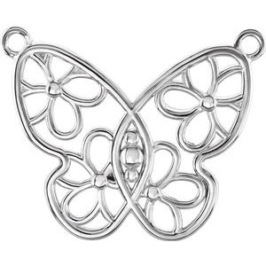Sterling Silver Butterfly & Floral-Inspired Necklace Center