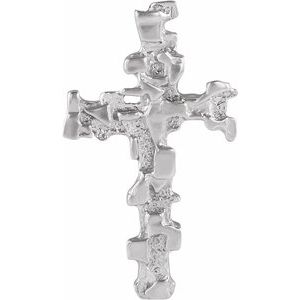 Sterling Silver 38x22 mm Nugget Cross Pendant
