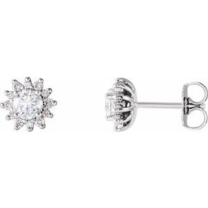 Sterling Silver 1/2 CTW Diamond Halo-Style Earrings