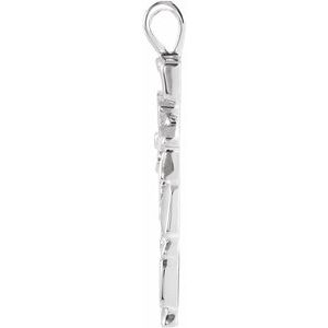 Sterling Silver 27x18 mm Nugget Cross Pendant
