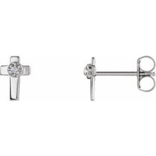 Charger l&#39;image dans la galerie, 14K White 7x5 mm .01 CTW Diamond Cross Earrings
