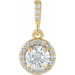 14K Yellow 1/2 CTW Diamond Halo-Style Pendant
