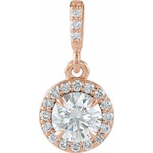 14K Rose 1/2 CTW Diamond Halo-Style Pendant