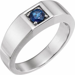 14K White Sapphire Men's Ring