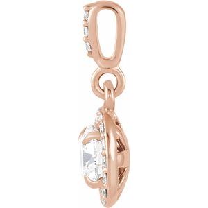 14K Rose 1/2 CTW Diamond Halo-Style Pendant