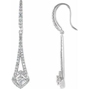 14K White 3/4 CTW Diamond Chandelier Earrings