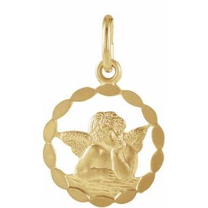 14K Yellow 12 mm Angel Pendant