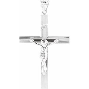 Sterling Silver 58x38 mm Hollow Crucifix Pendant