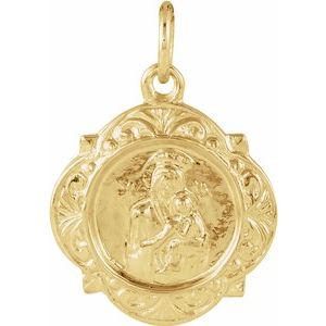 14K Yellow 12.14x12.09 mm Our Lady of Perpetual Help Medal