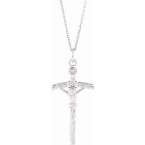 Sterling Silver 23x14 mm Crucifix 18" Necklace