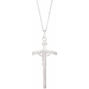 Sterling Silver 23x14 mm Crucifix 18" Necklace