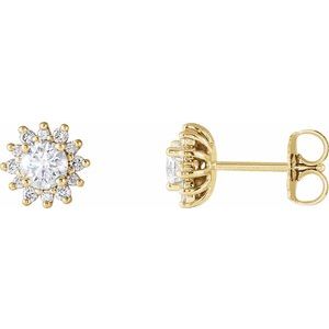 14K Yellow 1/2 CTW Diamond Halo-Style Earrings