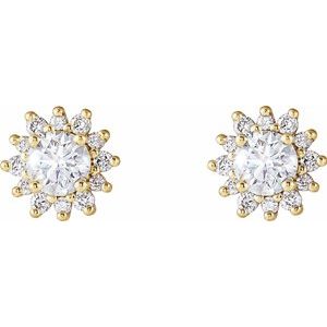 14K Yellow 1/2 CTW Diamond Halo-Style Earrings
