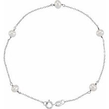 Load image into Gallery viewer, 14K White Freshwater Cultured Pearl Station 7&quot; Bracelet
