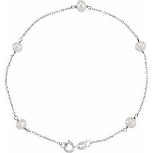 14K White Freshwater Cultured Pearl Station 7