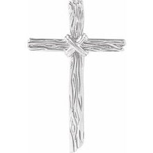 Load image into Gallery viewer, Sterling Silver 50.75x32.25 mm Woodgrain Cross Pendant
