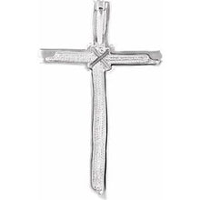 Load image into Gallery viewer, Sterling Silver 50.75x32.25 mm Woodgrain Cross Pendant
