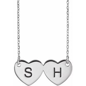 Double Heart Engravable Necklace or Center