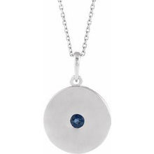 Charger l&#39;image dans la galerie, Sterling Silver Chatham¬Æ Lab-Created Blue Sapphire Disc 16-18&quot; Necklace
