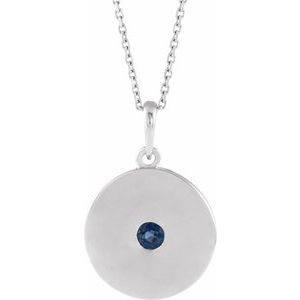Sterling Silver Chatham¬Æ Lab-Created Blue Sapphire Disc 16-18