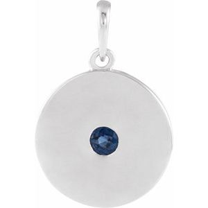 Sterling Silver Sapphire Disc Pendant