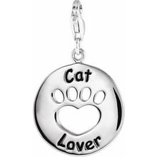 Charger l&#39;image dans la galerie, Sterling Silver Heart U Back‚Ñ¢ Cat Lover Paw Charm
