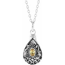Charger l&#39;image dans la galerie, Sterling Silver 6x4 mm Pear November Ash Holder Birthstone 18&quot; Necklace
