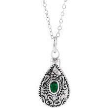 Charger l&#39;image dans la galerie, Sterling Silver 6x4 mm Pear May Ash Holder Birthstone 18&quot; Necklace

