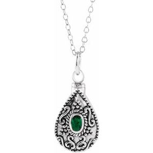 Sterling Silver 6x4 mm Pear May Ash Holder Birthstone 18