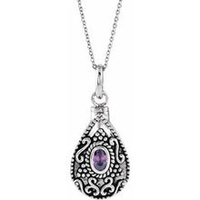 Charger l&#39;image dans la galerie, Sterling Silver 6x4 mm Pear February Ash Holder Birthstone 18&quot; Necklace

