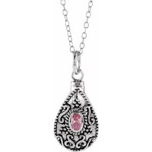 Sterling Silver 6x4 mm Pear October Ash Holder Birthstone 18
