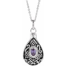 Charger l&#39;image dans la galerie, Sterling Silver 6x4 mm Pear June Ash Holder Birthstone 18&quot; Necklace
