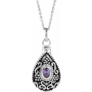Sterling Silver 6x4 mm Pear June Ash Holder Birthstone 18