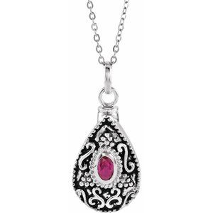 Sterling Silver 6x4 mm Pear July Ash Holder Birthstone 18