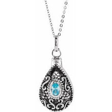 Charger l&#39;image dans la galerie, Sterling Silver 6x4 mm Pear March Ash Holder Birthstone 18&quot; Necklace
