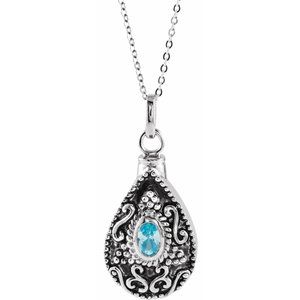 Sterling Silver 6x4 mm Pear March Ash Holder Birthstone 18