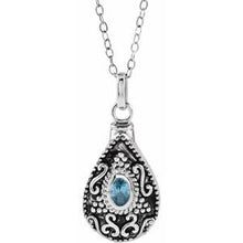 Charger l&#39;image dans la galerie, Sterling Silver 6x4 mm Pear December Ash Holder Birthstone 18&quot; Necklace
