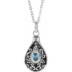 Sterling Silver 6x4 mm Pear December Ash Holder Birthstone 18