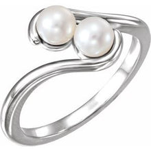 Charger l'image dans la galerie, Sterling Silver Freshwater Cultured Pearl Two-Stone Ring
